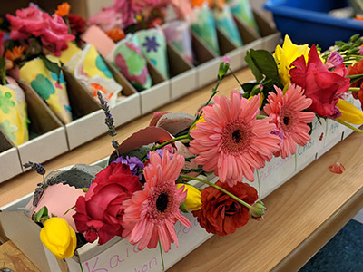 flower bouquets made by children